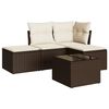 vidaXL 5-tlg. Garten-Sofagarnitur mit Kissen Braun Poly Rattan