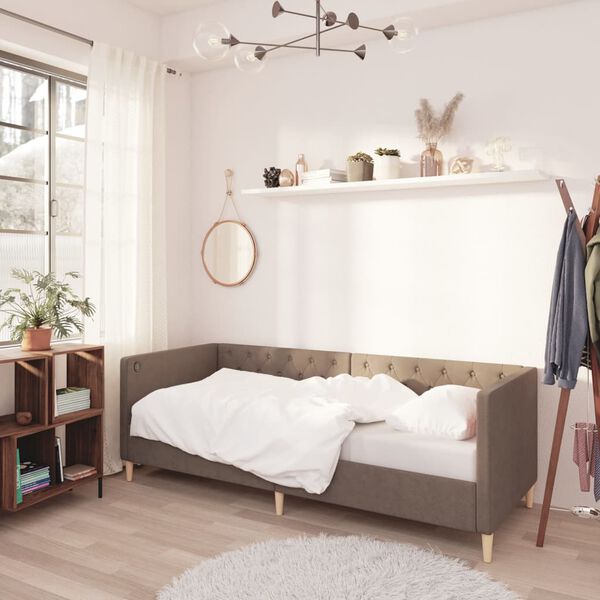 vidaXL Tagesbett mit Matratze USB Taupe Stoff 90x200 cm
