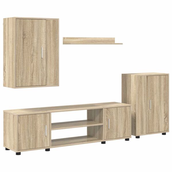vidaXL TV-Schrankset Wandmontiert 4 pcs Sonoma-Eiche Holzwerkstoff