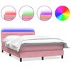 vidaXL Boxspringbett mit Matratze & LED Rosa 160x210 cm Samt