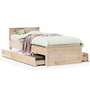vidaXL Massivholzbett ohne Matratze mit Kopfteil 75x190 cm