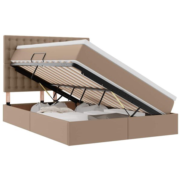 vidaXL Bett mit Stauraum und LED Cappuccino 140 x 190 cm Kunstleder