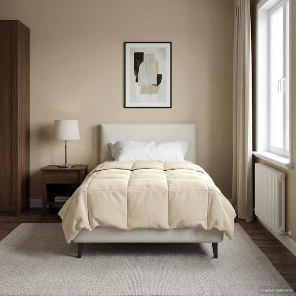 vidaXL Sommerdecke Gepolstert Creme 155 x 200 cm Mikrofaser