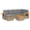vidaXL 7-tlg. Garten-Sofagarnitur mit Kissen Beige-Mix Poly Rattan