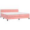 vidaXL Boxspringbett mit Matratze & LED Rosa 200x200 cm Samt