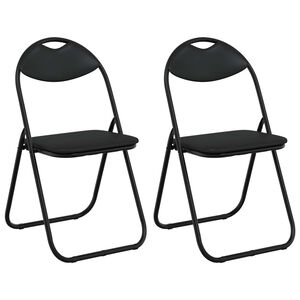 vidaXL Klappstuhl 2 stk. Kunstleder Schwarz 48 x 43,5 x 81 cm