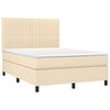 vidaXL Boxspringbett mit Matratze Creme 140x190 cm Stoff