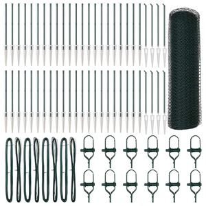 vidaXL Sechseckzaun mit Pfosten 100 x 0,4 m PVC-beschichteter Stahl