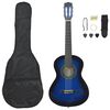vidaXL 8-tlg. Klassische Gitarre Set f&uuml;r Anf&auml;nger Blau 1/2 34"