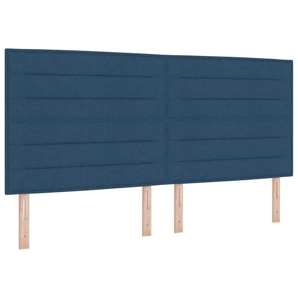 vidaXL Boxspringbett mit Matratze Dunkelgrau 90x190 cm Blau Stoff