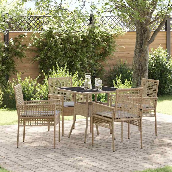 vidaXL Garten Essgruppe 5 pcs Beige Poly-Rattan
