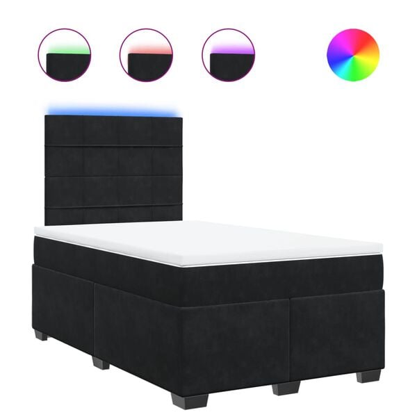 vidaXL Boxspringbett mit Matratze Schwarz 120x200 cm Samt