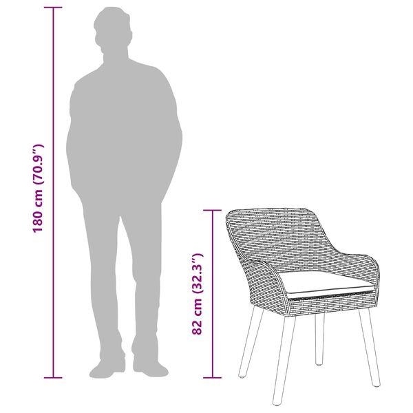 vidaXL Garten Essgruppe mit Kissen 3 pcs Hellgrau Poly-Rattan