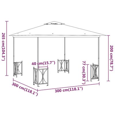 vidaXL Pavillon mit Seitenwänden & Doppeldach 3x3 m Taupe