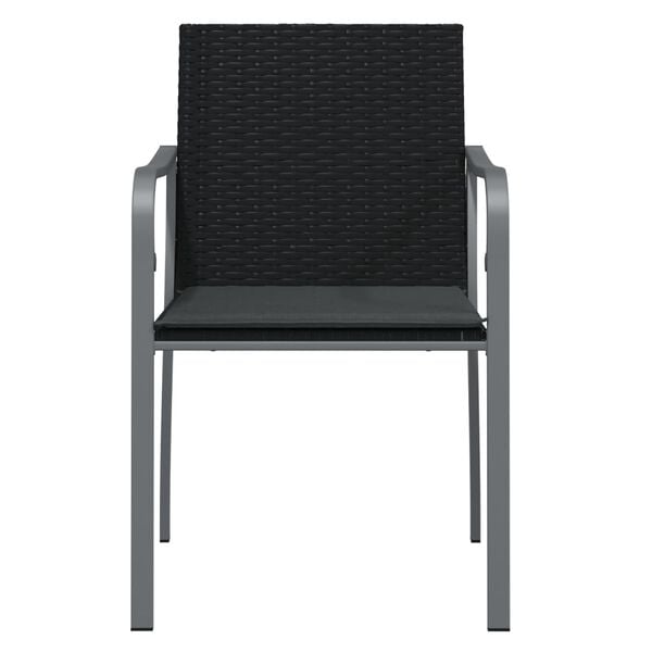 vidaXL Gartenst&uuml;hle mit Kissen 6 Stk. Schwarz 56x59x84 cm Poly Rattan