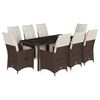 vidaXL 9-tlg. Garten-Bistro-Set mit Kissen Braun Poly Rattan