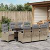 vidaXL Garten Essgruppe mit Kissen 9 pcs Beige Poly-Rattan