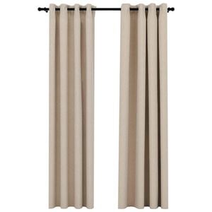 vidaXL Verdunkelungsvorh&auml;nge 2 Stk. &Ouml;sen Leinenoptik Beige 140x225 cm