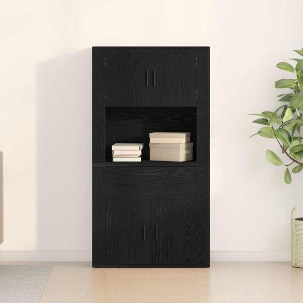 vidaXL Highboard Schwarz Eichen-Optik 80 x 33 x 150 cm Holzwerkstoff