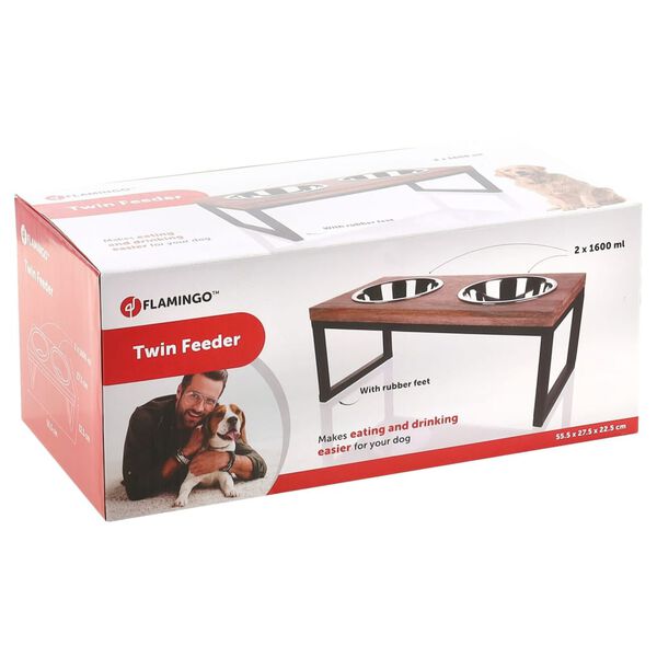FLAMINGO Doppel-Futternapf Set mit St&auml;nder Tommy 2x1600 ml
