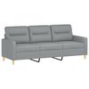 vidaXL 3-Sitzer-Sofa mit Hocker Hellgrau 180 cm Stoff