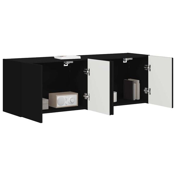 vidaXL TV-Wandschrank 2 pcs Schwarz 59,5 x 31 x 40 cm Holzwerkstoff