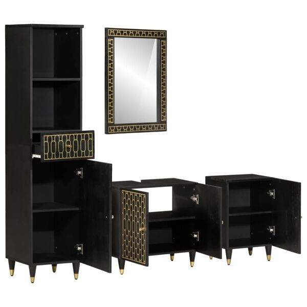 vidaXL 4-tlg. Badmöbel-Set Massivholz Mango