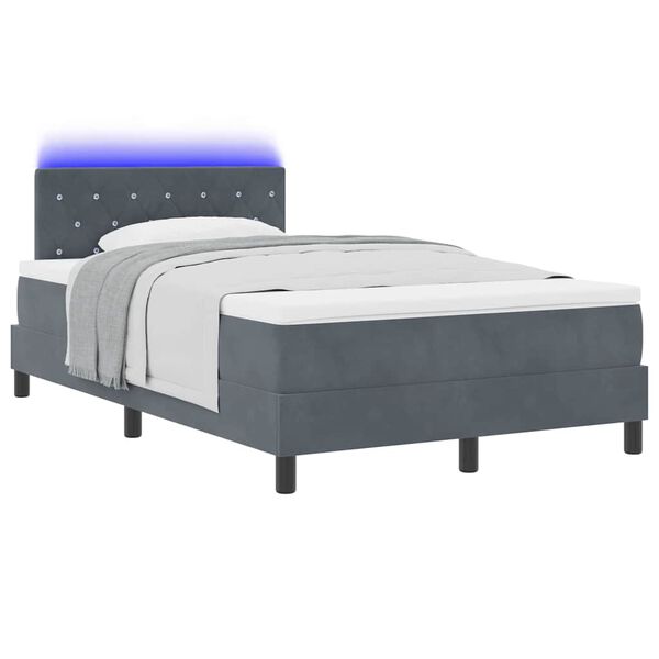 vidaXL Boxspringbett mit Matratze Dunkelgrau 120 x 190 cm Samt