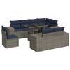 vidaXL 9-tlg. Garten-Sofagarnitur mit Kissen Grau Poly Rattan Akazie