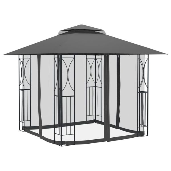 vidaXL Pavillon mit Seitenwänden Anthrazit 300x300x270 cm Stahl