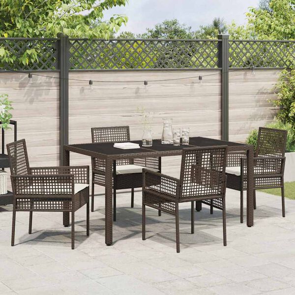 vidaXL Garten Essgruppe 5 pcs Braun Poly-Rattan