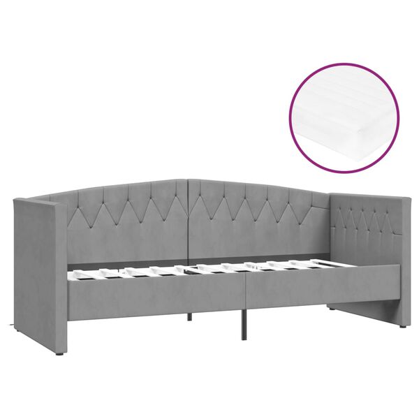 vidaXL Tagesbett mit Matratze USB Hellgrau Samt 90x200 cm
