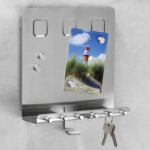 HI Schlüsselboard mit Memoboard Silbern 28,5x25x8 cm