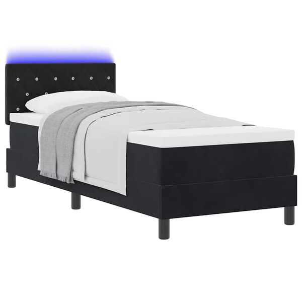 vidaXL LED Boxspringbett mit Matratze Schwarz 80 x 200 cm Samt