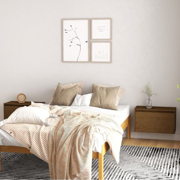 vidaXL Wandschr&auml;nke 2 Stk. Honigbraun 60x30x35 cm Massivholz Kiefer