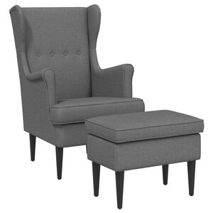 vidaXL Sessel mit Fu&szlig;hocker 2 stk. Dunkelgrau Stoff