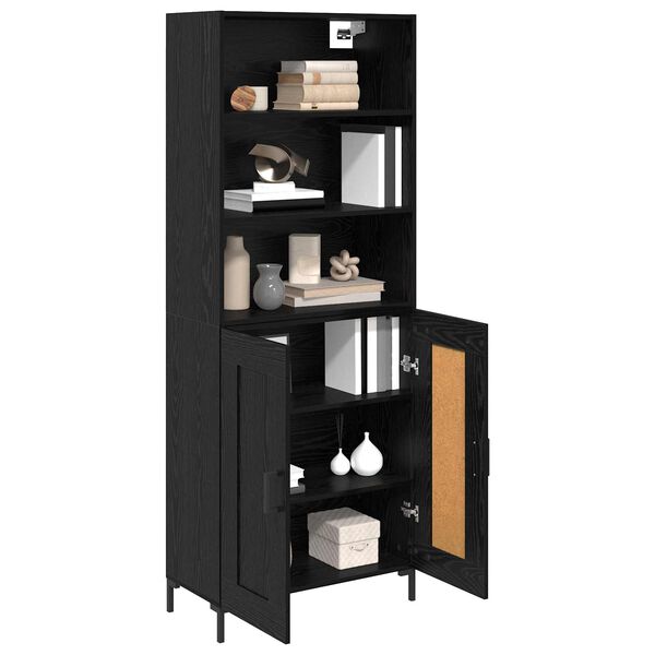 vidaXL Highboard Schwarz Eichen-Optik 69,5 x 34 x 180 cm Holzwerkstoff