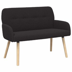 vidaXL 2-Sitzer Sofa mit Massivholzbeinen Schwarz Boucl&eacute;