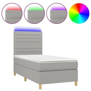 vidaXL Boxspringbett mit Matratze & LED Hellgrau 80x200 cm Stoff
