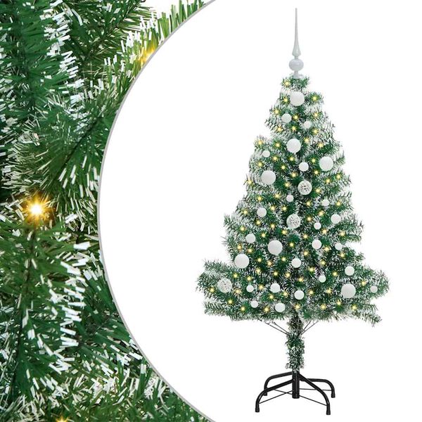 vidaXL Künstlicher Weihnachtsbaum beschneit mit LED Licht 120 cm
