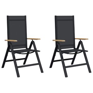 vidaXL Liegest&uuml;hle f&uuml;r den Garten 2 stk. Schwarz Textilene