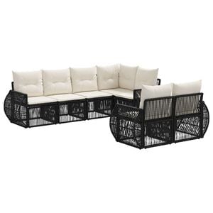 vidaXL Gartensofa-set 7 stk. 7-Sitzanzahl Schwarz und Cremewei&szlig;
