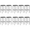 vidaXL 11-tlg. Gartenbar-Set mit Kissen Grau Poly Rattan