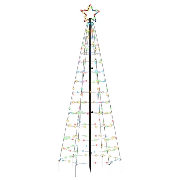 vidaXL LED-Weihnachtsbaum mit Erdspießen 220 LEDs Mehrfarbig 180 cm