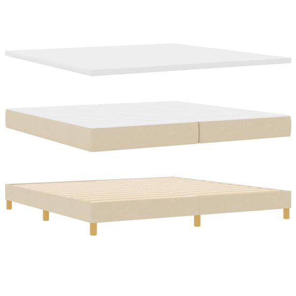 vidaXL Boxspringbett mit Matratze Creme 200 x 200 cm Stoff