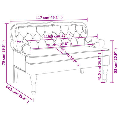 vidaXL Sitzbank mit Rückenlehne Dunkelgrau 119,5x64,5x75 cm Samt