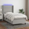 vidaXL Boxspringbett mit Matratze & LED Hellgrau 100x200 cm Stoff