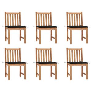 vidaXL Gartenst&uuml;hle 6 Stk. mit Kissen Massivholz Teak