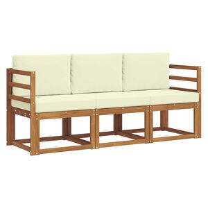 vidaXL Outdoor-Sofagarnitur 3 stk. 3-Sitzer Natur und Creme