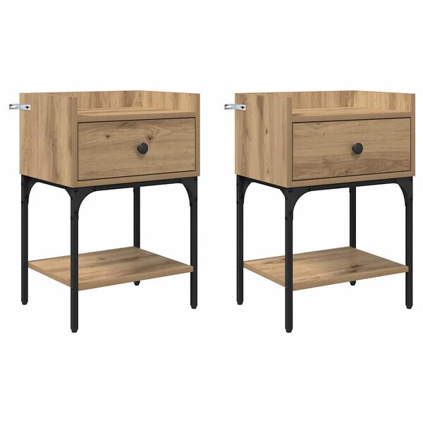 vidaXL Nachttisch 2 pcs Artisan-Eiche 40 x 29 x 60 cm Holzwerkstoff